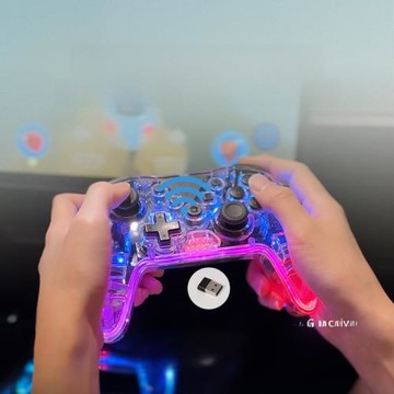 Switch手柄透明帶RGB燈無線藍牙PC安卓PS4游戲手柄