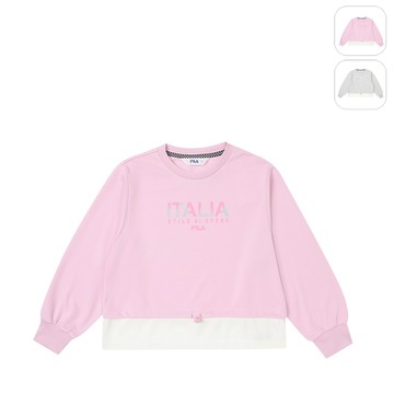 【FILA】KIDS 女童款 長袖圓領T恤-粉色 5TEZ-8708-PK