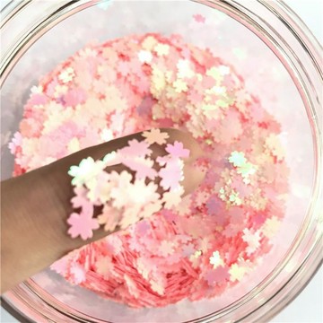 🎀台灣出貨🎀美甲材料5MM櫻花美甲亮片兒童手工閃片PET五瓣花朵鐳射幻彩亮片指甲貼片