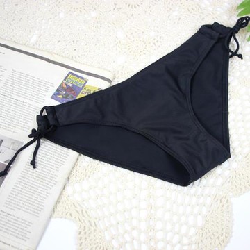 純色單獨打底百搭三角泳褲女防走光性感比基尼抽繩可調節游泳內褲