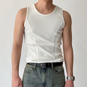 正韓羅紋雙弧線剪裁設計合身背心 3色 YUPPIE 預購商品 0429