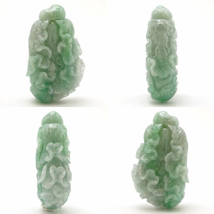 ミャンマー翡翠 白菜×如意 彫り物 一点もの Jade Jadeite ひすい ヒスイ 翡翠 お守り 彫物 天然石 パワーストーン カラーストーン