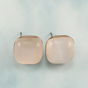 玫瑰金耳環純銀貓眼石耳飾-簡約方形時尚百搭情人節生日禮物女飾品2色73kr160【獨家進口】【米蘭精品】