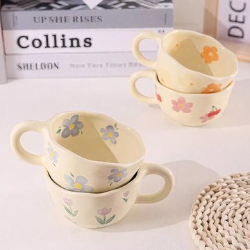 陶瓷杯 早餐 ins風 高顏值 牛奶杯 輕奢無蓋會議辦公室個人