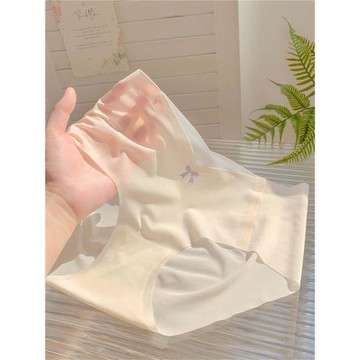 輕盈膜法~女生冰絲無痕三角褲內褲女士抗菌蠶絲襠面膜褲2025新款