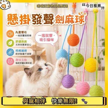 【喵喵汪甄選】🐱懸掛式劍麻球 可懸掛貓咪劍麻球 貓劍麻球 貓玩具球 劍麻玩具 貓咪玩具 逗貓玩具 貓籠玩具 貓玩具
