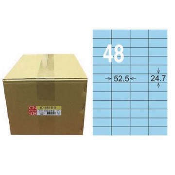 【龍德】LONGDER 三用電腦標籤 A4 48格 24.7*52.5mm淺藍1000張/箱 LD-848-B-B(適用雷射、噴墨、影印)