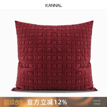 『砌紅』輕奢酒紅色幾何絎縫立體新中式抱枕樣板間售樓處別墅方枕