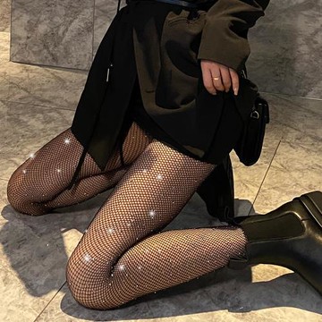 200斤外貿特大碼女裝速賣通亞馬遜歐美風甜辣妹燙鉆漁網絲襪