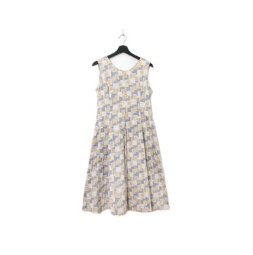 Back to Green-復古長洋裝 花瓣 彩色碎花Ls-45//vintage dress