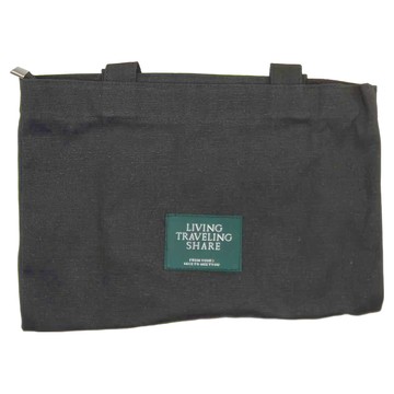 Timo 文青風帆布拉鍊包 內袋可放鑰匙零錢 A4尺寸  黑色  39.5 x 33 x 0.2cm  1個