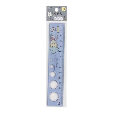 JOY STAR 可莉兔 洞洞尺 15公分塑膠尺  淺藍色  1組