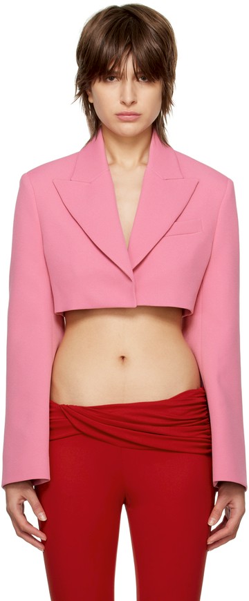 Blumarine 粉色 Cropped 西装外套