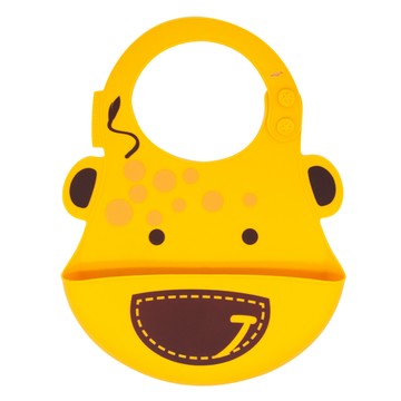 MARCUS&MARCUS 動物樂園矽膠立體圍兜 6個月以上適用 不含塑化劑  長頸鹿 黃色  1個