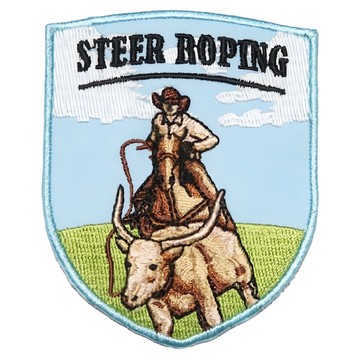 A-ONE 匯旺 美國 牛仔抓小牛 STEER ROPING 地標造型刺繡 7.5 x 6 公分 台灣製  彩色  1個