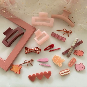 甜系少女粉色發飾韓國網紅可愛元氣發夾扎丸子頭發圈日系側邊頭飾