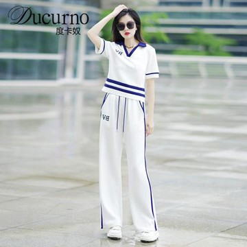 Ducurno夏季短袖運動服休閑套裝女2025新款小個子薄款兩件套減齡