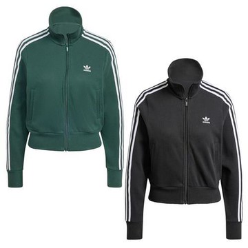 Adidas 立領外套 女裝 修身 棉 綠/黑【運動世界】IW3162/IY7278