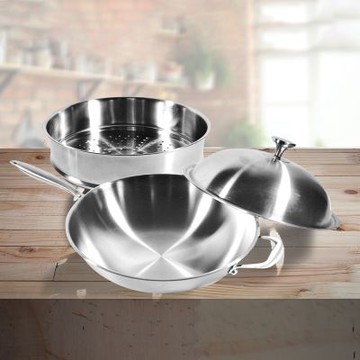 Maluta極緻七層不鏽鋼深型炒鍋-單把-36cm+蒸格-1組