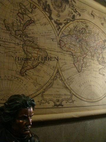 【Vintage】復古法式鄉村做舊鐵藝麻布掛畫{世界地圖}裝飾畫壁飾B1入