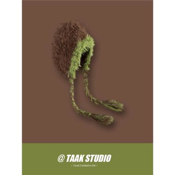 多巴胺撞色毛絨針織帽子女秋冬天韓版保暖可愛毛線帽辮子護耳帽潮