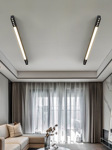 極簡無主燈客廳照明長條形線性玄關吸頂燈過道燈走廊燈明裝線條燈