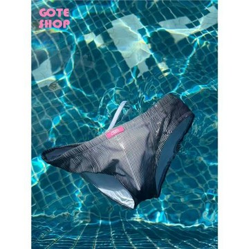 GOTE SHOP 泳褲[ ZYGOTE ]復古條紋人體透視印花男士系帶三角泳褲
