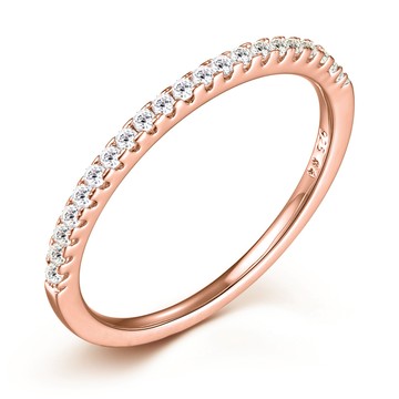 新年招財開運禮．925純銀戒指．半圈鑽．線戒．尾戒．玫金