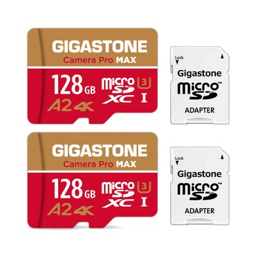 Gigastone 4K Camera Pro MAX microSDXC UHS-Ⅰ A2 U3 128GB (2入組)錄影監控記憶卡(附SD轉卡)