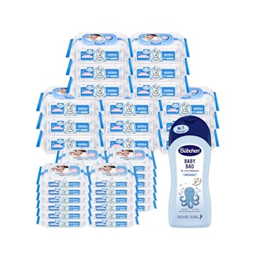 【Baan 貝恩】保養柔濕巾80抽15包+20抽24包+【貝臣】柔舒沐浴精1000ml