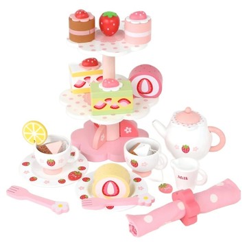 Mother garden 下午茶家家酒組 木材 26.5cm x 18.5cm x 19cm  蛋糕點心組 多色  1組