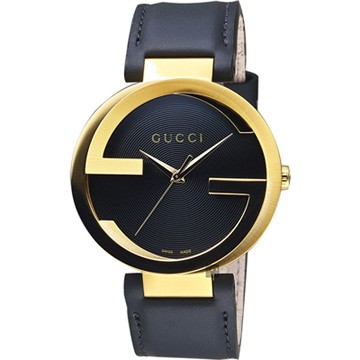 GUCCI 古馳Interlocking 雙G黑金時尚女錶(YA133326)-37mm推薦| PChome