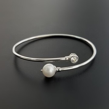 現貨+預購 珍珠手環925純銀手鍊-7-8.5mm簡約百搭情人節生日禮物女飾品73qn26【獨家進口】【米蘭精品】