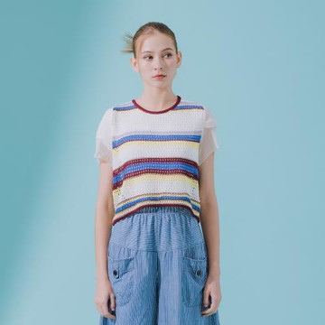 【YUTZUYA 優姿雅】 雪紡袖針織上衣