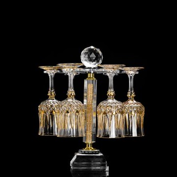 法國進口CDA紅酒杯水晶描金旋轉醒酒器高腳杯皮箱套裝加杯架送禮