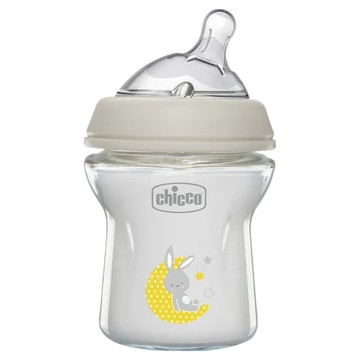 Chicco 天然母感 兩倍防脹 玻璃奶瓶 小單孔 一般流量 150ml  灰色  1個