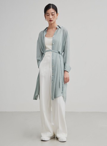 長版襯衫式洋裝外罩衫