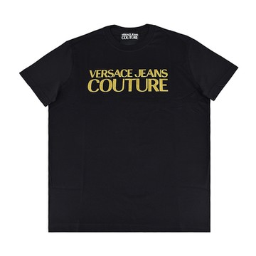 VERSACE JEANS COUTURE金字LOGO純棉短袖T恤(男款/黑)