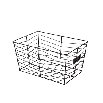極簡全鐵製長型收納籃 黑 30x20x15.5cm
