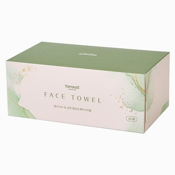 TAMSAA 100% 純棉壓紋一次性潔面巾 60張  白色  1個