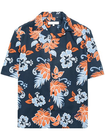 Maison Kitsuné - floral-print ripstop shirt - men - Cotton - M - Blue