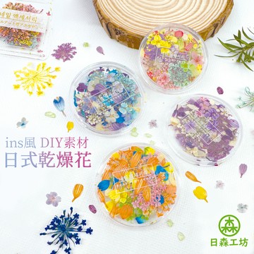 【日森工坊】日式乾燥花 DIY素材 莫內花園 油畫 小碎花 亮片 花瓣 押花 乾花 壓花 美甲裝飾 滿天星 繡球 雛菊