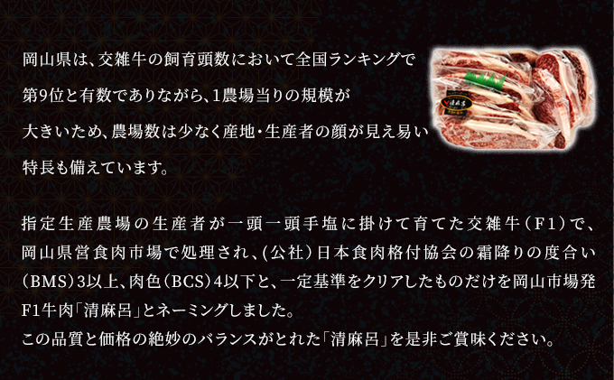 清麻呂 牛 ロース ステーキ肉 約1.62kg（約180g×9枚） 岡山市場発F1 牛肉