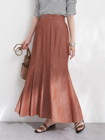 斜紋布魚尾剪裁長裙(1M22L0L0600) - earth music&ecology