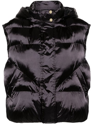 Patrizia Pepe - hooded satin gilet - women - Polyamide/Polyamide/Polyester - 38 - Black