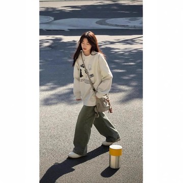無帽衛衣 大學t 美式復古上衣 甜酷少女 韓系衣服 衛衣 大學踢 寬鬆大學t 刷毛大學t 冬季衣服女 韓國大學t 衣服女