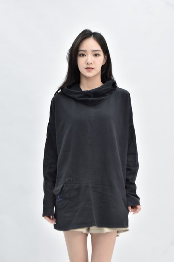 (XL) a la sha 棉質連帽黑色長袖上衣