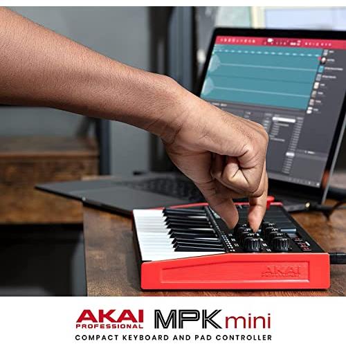 Akai Pro MIDIキーボードコントローラー ミニ25鍵USB ベロシティ対応8ドラムパッド 音楽制作ソフト MPK mini mk3