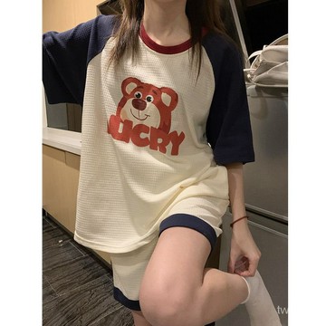 熱賣爆款2023年新款睡衣女夏季短袖ns風學生可愛薄款運動套裝傢居服可外穿 ZU5L
