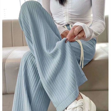 臺灣出貨 女生夏季百搭褲子 新款高腰長褲女 雲朵褲女士 垂墜休閒褲女 女生直筒褲 女生顯瘦褲子 夏天長褲女 夏季涼感褲女